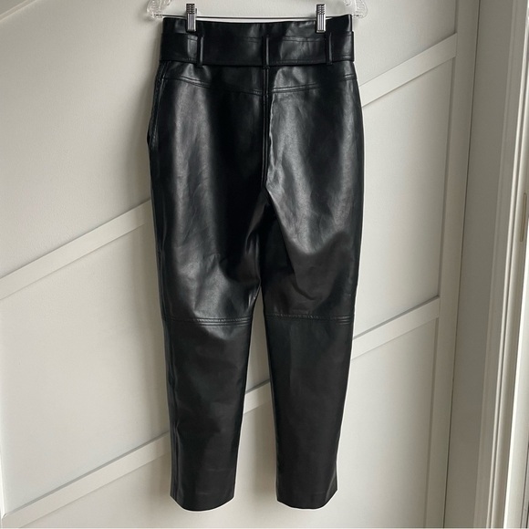 Aritzia Wilfred Black vegan Leather High-Waist Pants Tie-Front  stretchy size 6 - Picture 11 of 15